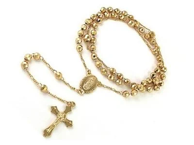 Necklaces and pendants with diamond pendants for a luxurious sparkling effect-18K Gold Plated Diamond Cut Rosary