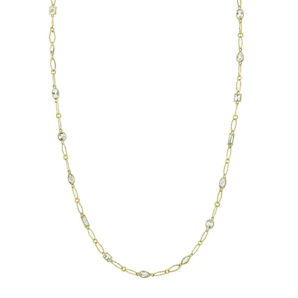 Best necklaces and pendants with adjustable chains for a customizable fit-SLOANE STREET 18K YELLOW GOLD MIXED CUT WHITE TOPAZ NECKLACE