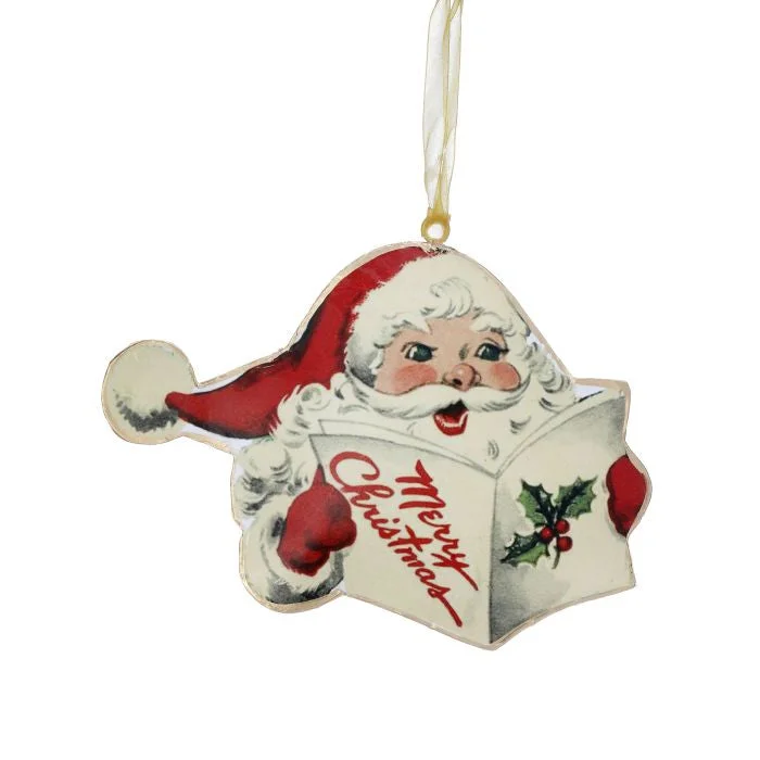 Unique necklaces and pendants with tree of life motifs for nature-inspired elegance-8" Metal Santa w/Book Ornament