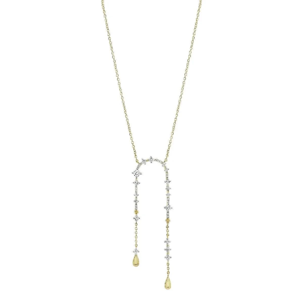 Necklaces and pendants with star-shaped designs for a whimsical, celestial touch-SLOANE STREET 18K YELLOW GOLD DOUBLE DROP CONFETTI DIAMOND NECKLACE - 0.52CTW