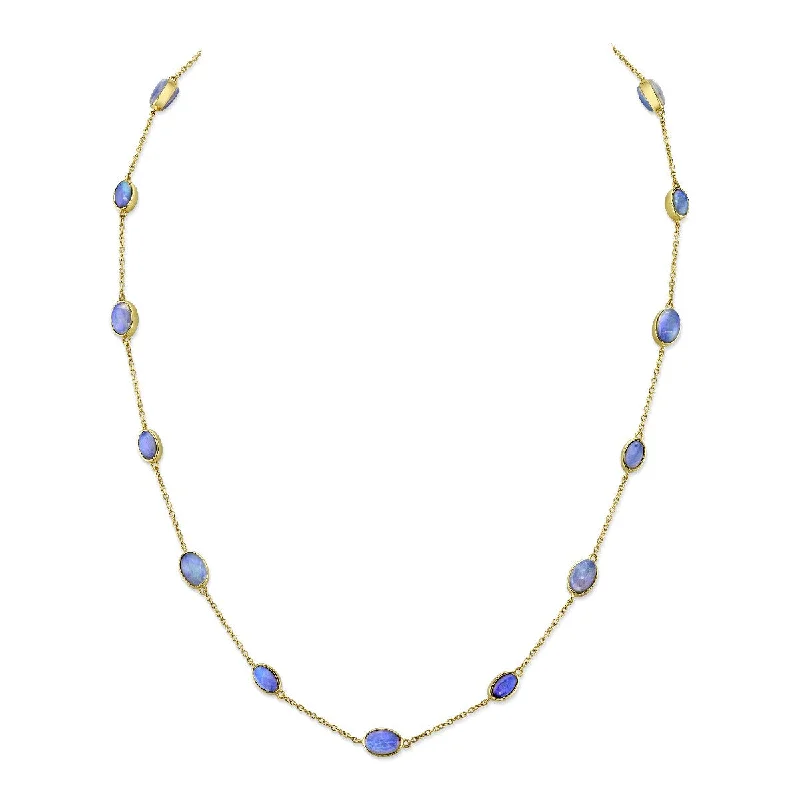 Necklaces and pendants with enamel accents for a colorful, eye-catching appearance-SLOANE STREET 18K YELLOW GOLD ETHIOPIAN OPAL STATION CHAIN NECKLACE