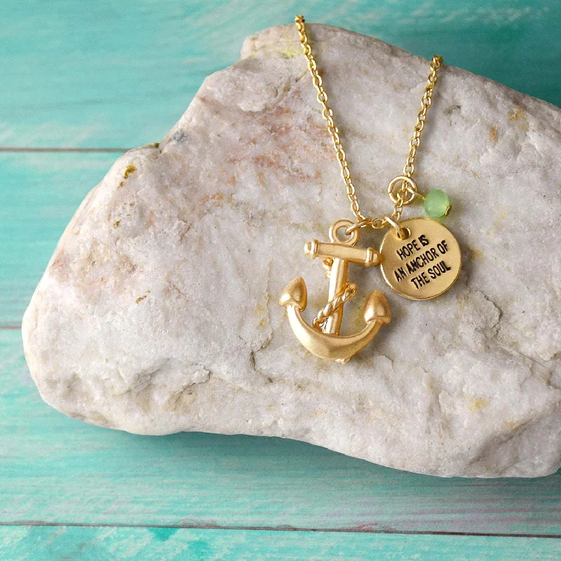 Best necklaces and pendants with vintage lockets for a nostalgic, sentimental look-Hope is an Anchor of the Soul - Gold Finish Anchor Charm Necklace