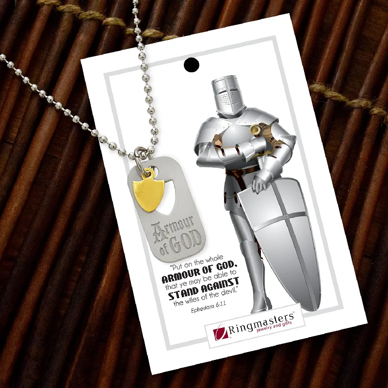 Best necklaces and pendants with heart-shaped designs for a romantic look-Armour Of God Dog Tag