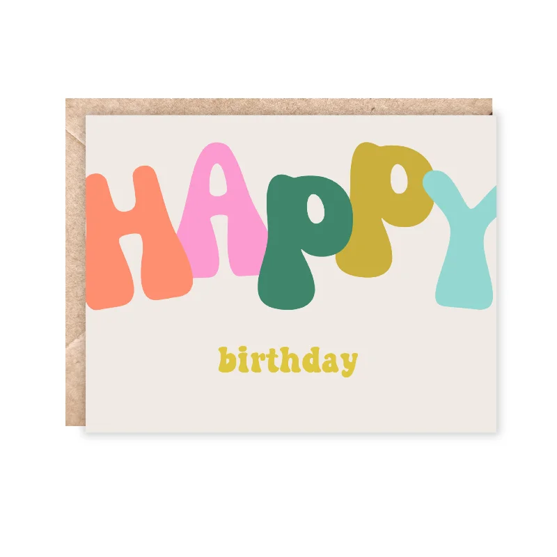 Necklaces and pendants with ocean-inspired designs for a refreshing, beachy feel-Big Bubble Letters Happy Birthday Card