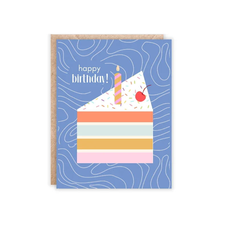 Stunning necklaces and pendants with turquoise and gold for a vibrant, earthy look-Cake Slice Happy Birthday Card