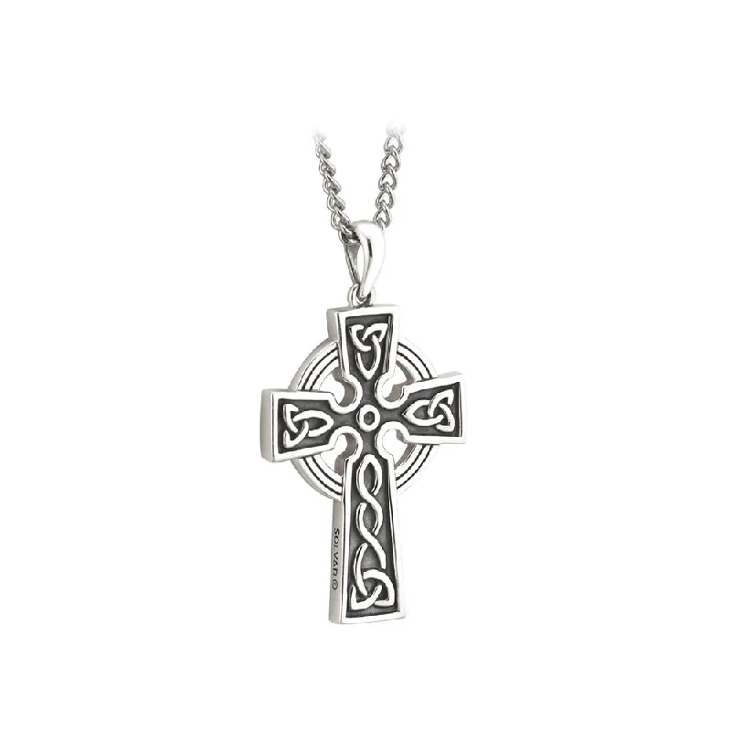 Necklaces and pendants with ocean-inspired designs for a refreshing, beachy feel-Men's Double-Sided Sterling Silver Celtic Cross Necklace