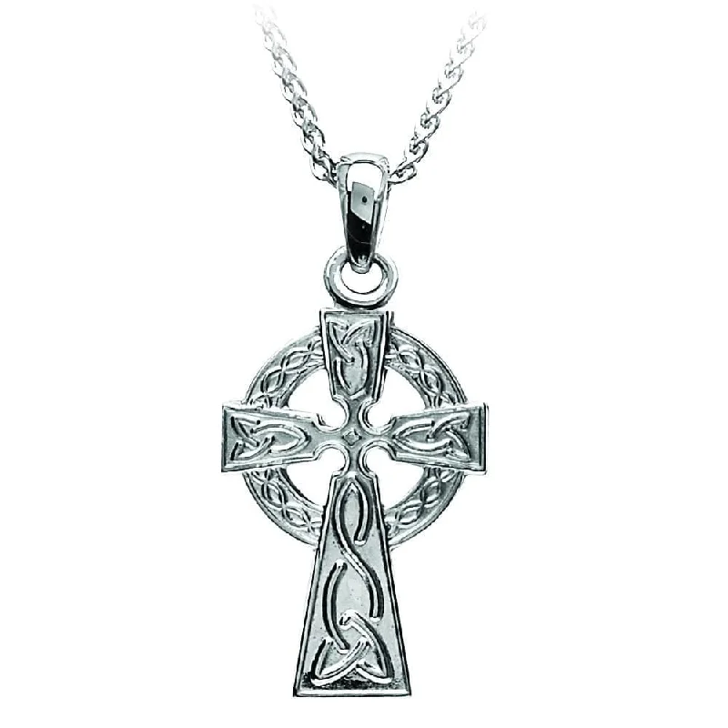 Best necklaces and pendants with cubic zirconia for a budget-friendly dazzling effect-Irish Heritage: Small Celtic Cross Necklace, Sterling Silver