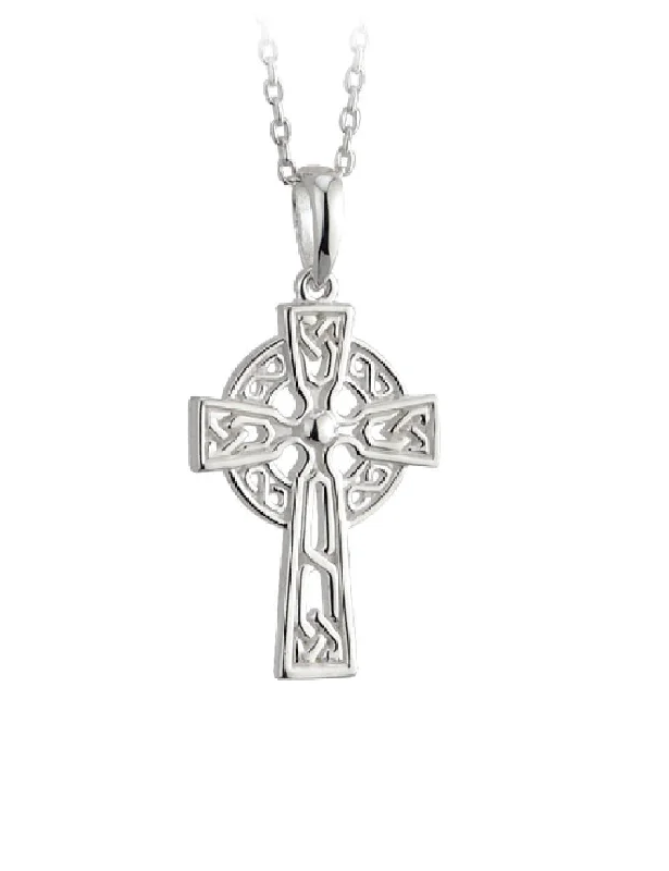 Best necklaces and pendants with crystal accents for a sparkling and elegant style-Exquisite Two-Sided Celtic Cross Necklace - Crafted in Ireland