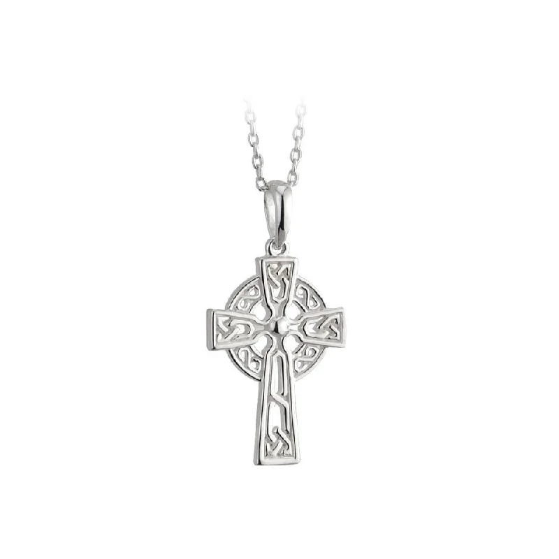 Beautiful necklaces and pendants with butterfly motifs for a whimsical style-Small Silver Celtic Cross Necklace Crafted by Our Maker-Partner in Co. Dublin