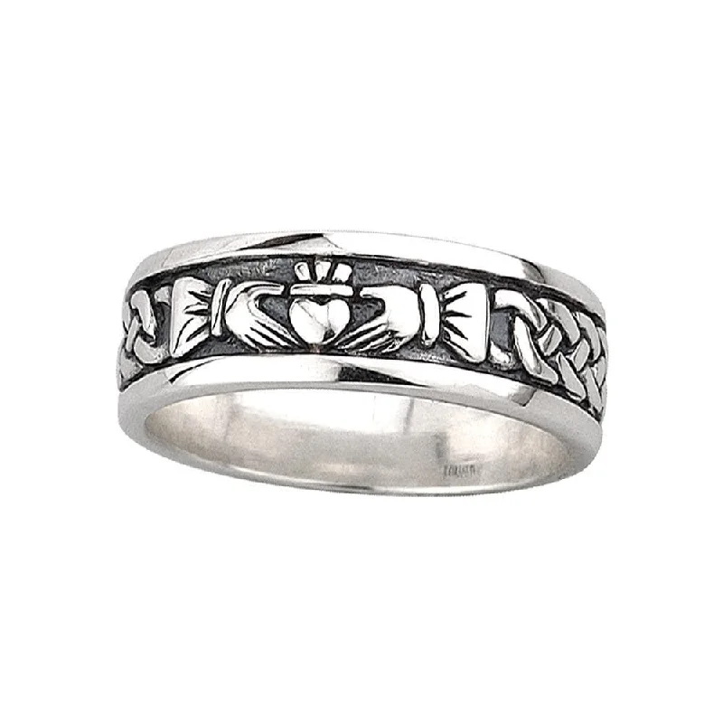 Unique necklaces and pendants with vintage-inspired designs for timeless appeal-Men's Claddagh Band: Sterling Silver, Quality Service