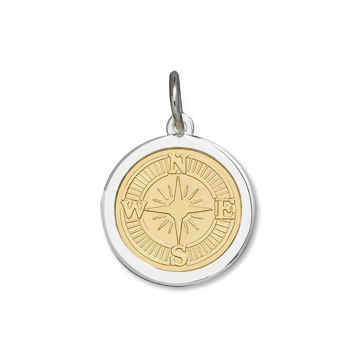 Beautiful necklaces and pendants with natural stones for an earthy, organic vibe-Compass Rose Gold Center