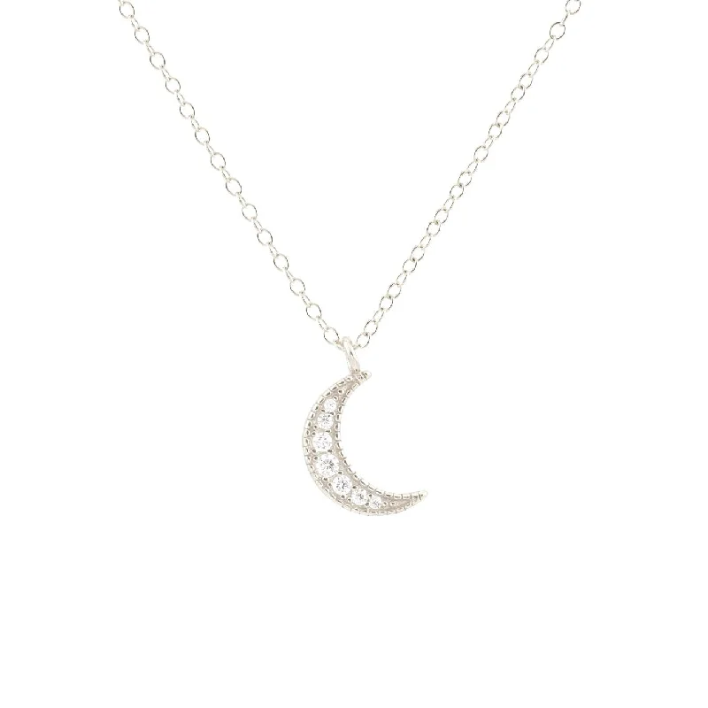 Necklaces and pendants with zodiac constellation designs for an astrological touch-Crescent Moon Pave Necklace