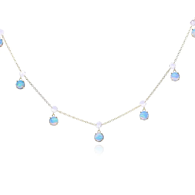 Best necklaces and pendants with emerald gemstones for a rich, sophisticated design-SLOANE STREET 18K YELLOW GOLD ETHIOPIAN OPAL AND ROSE CUT DIAMOND NECKLACE