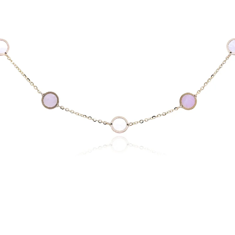 Beautiful necklaces and pendants with moon and star charms for a dreamy effect-14K YELLOW GOLD MOTHER-OF-PEARL DISC NECKLACE