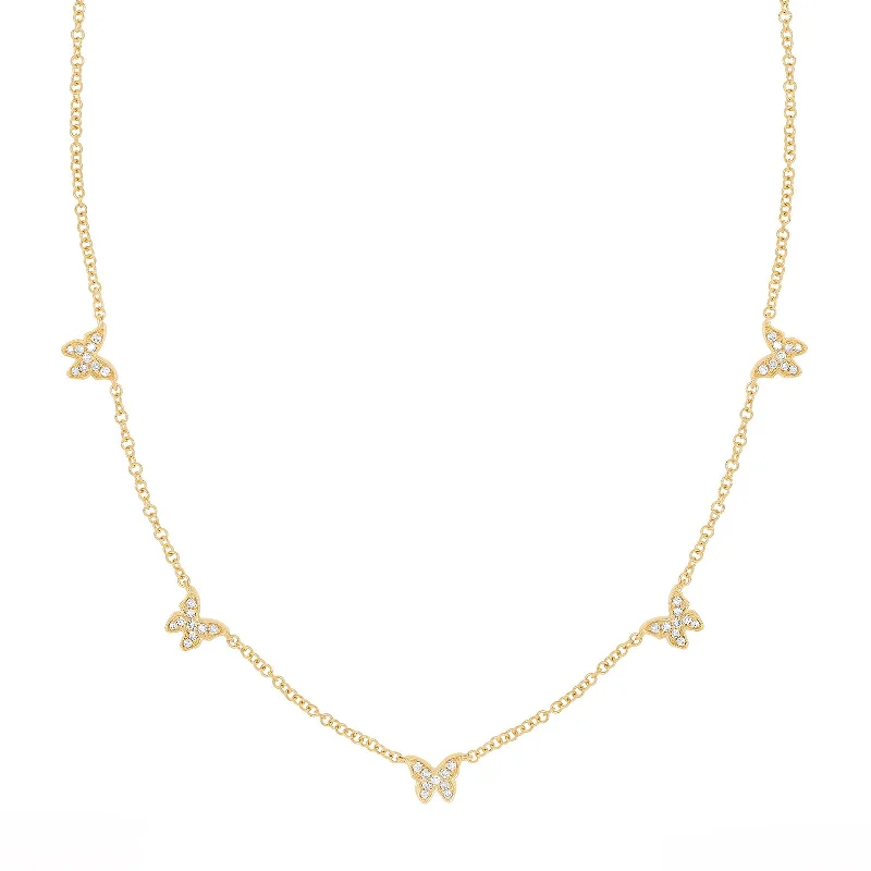 Best necklaces and pendants with sterling silver for an affordable yet stylish choice-5 Baby Butterfly Diamond Necklace - Yellow Gold