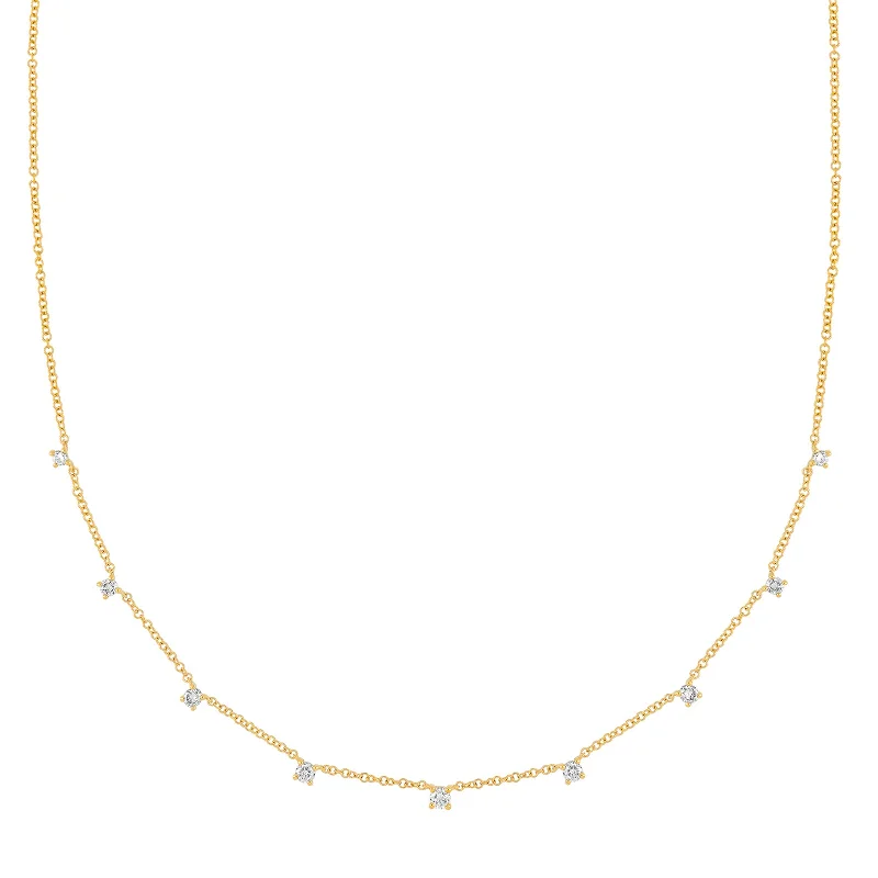 Stunning necklaces and pendants with birthstone pendants for a personal touch-9 Prong Set Diamond Necklace - Yellow Gold