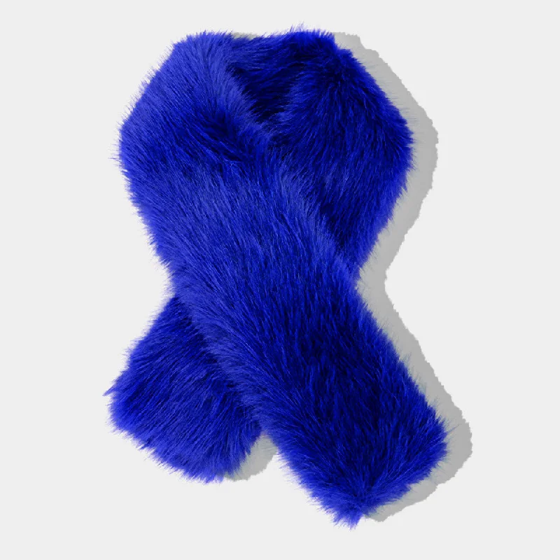 Best necklaces and pendants with infinity hearts for a romantic, eternal symbol-Faux Fur Fluffy Scarf in Blue