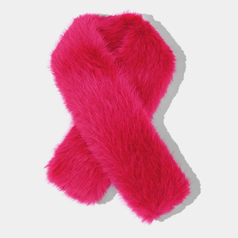 Beautiful necklaces and pendants with natural stones for an earthy, organic vibe-Faux Fur Fluffy Scarf in Fuschia