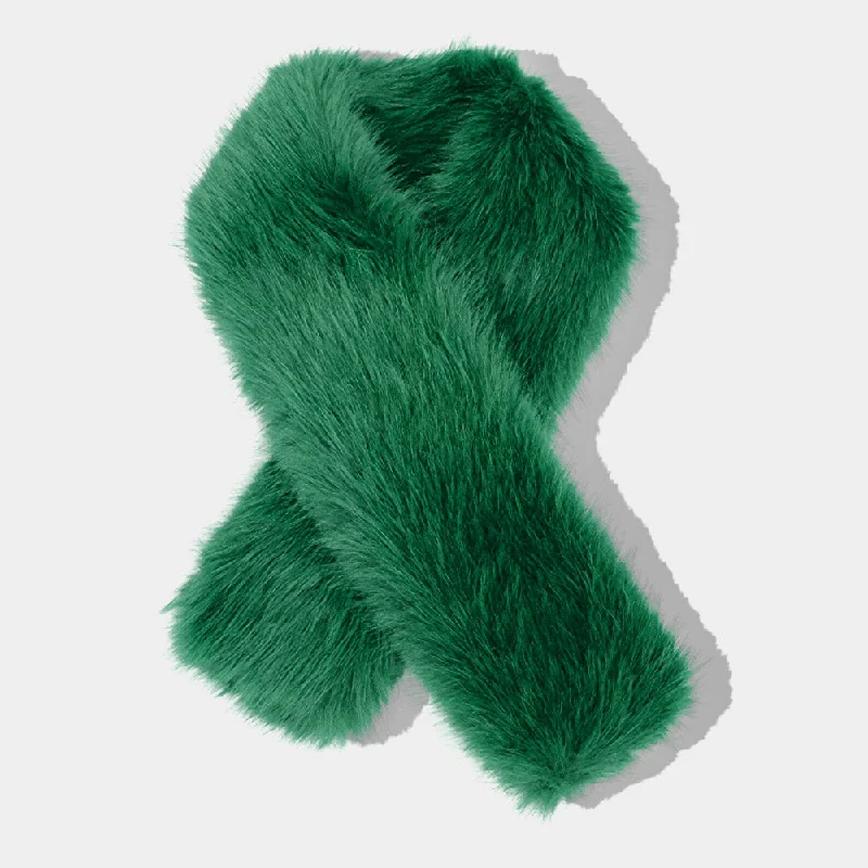 Best necklaces and pendants with oval pendants for a classic, elegant shape-Faux Fur Fluffy Scarf in Green