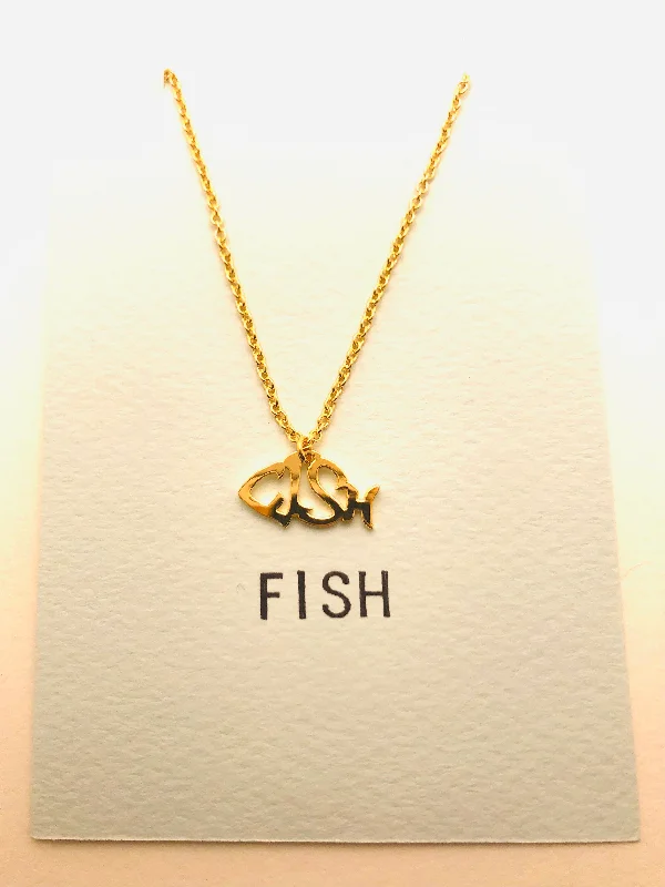 Necklaces and pendants with personalized charms for a custom piece of jewelry-Fish in English Petit Necklace