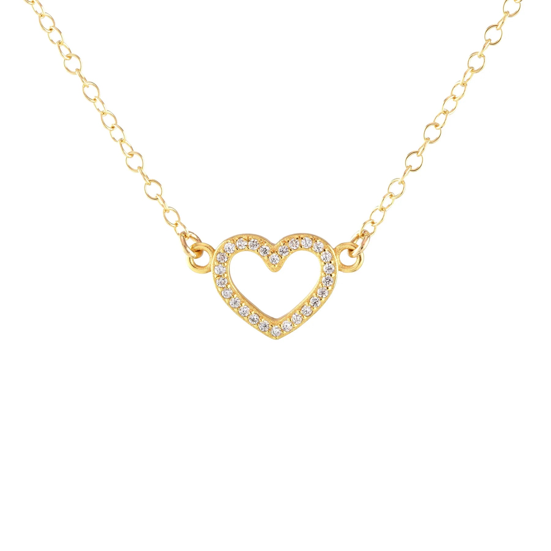 Necklaces and pendants with matching rings for a coordinated set of jewelry-Heart Crystal Outline Necklace