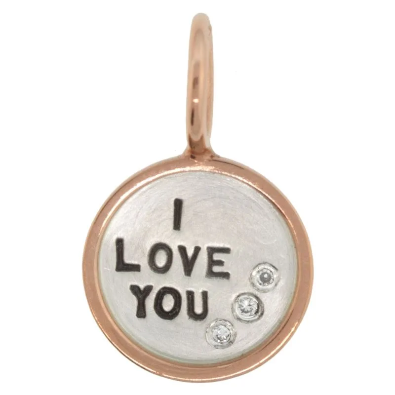 Stunning necklaces and pendants with ruby and diamond combinations for a luxurious effect-Heather B. Moore I Love You Round Charm