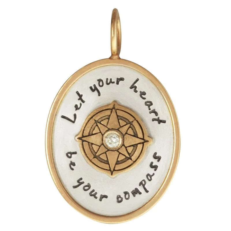 Necklaces and pendants with sun and moon motifs for a celestial-inspired design-Heather B. Moore Let Your Heart Be Your Compass Oval Charm