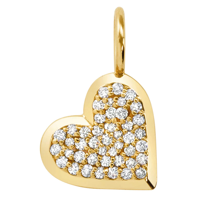 Best necklaces and pendants with infinity hearts for a romantic, eternal symbol-Heather B. Moore Mini, yellow gold pave heart charm, white diamonds