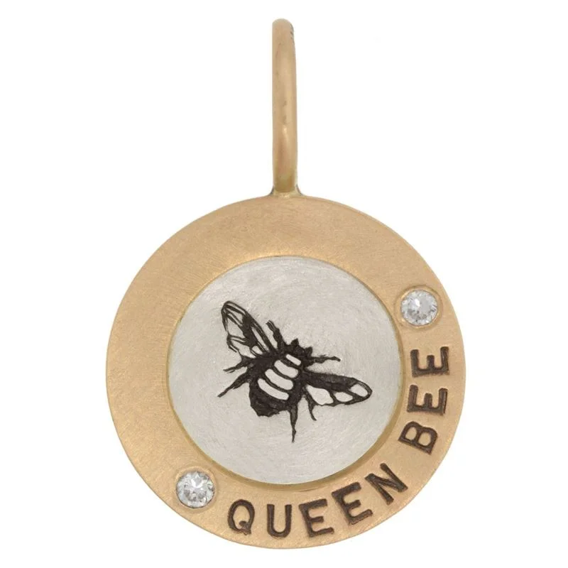 Beautiful necklaces and pendants with moon and star charms for a dreamy effect-Heather B. Moore Queen Bee Round Charm