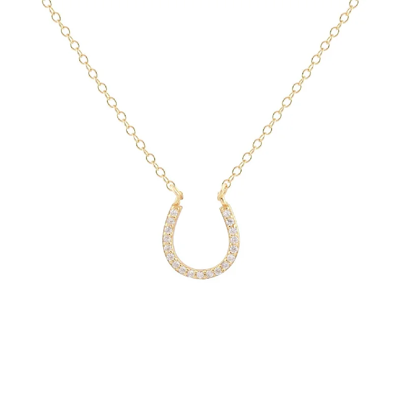 Best necklaces and pendants with infinity hearts for a romantic, eternal symbol-Horseshoe Pave Charm Necklace