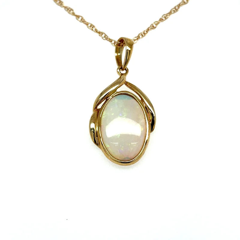 Best necklaces and pendants with silver chains for a sleek, timeless look-Lady's Yellow 14 Karat Opal pendant