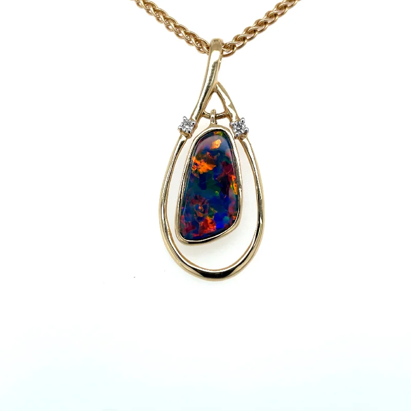 Best necklaces and pendants with oval pendants for a classic, elegant shape-Lady's Yellow 14 Karat Pendant Opal Jewelry