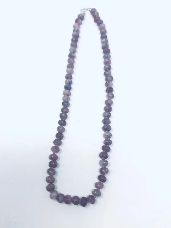 Stunning necklaces and pendants with chakra stones for healing and balance-Lepidolite Knotted Necklace