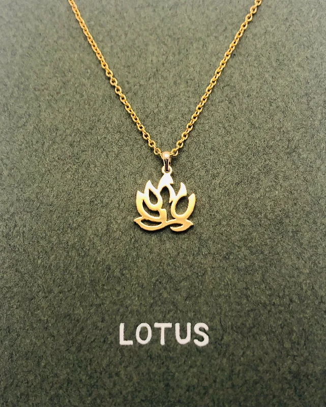 Necklaces and pendants with abstract shapes for a modern, creative appearance-Lotus in English Necklace