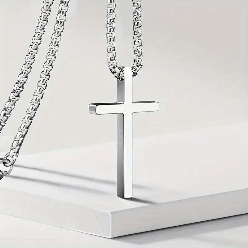 Elegant necklaces and pendants with infinity symbols for timeless designs-Men's Fashion Stainless Steel Cross Pendant Necklace