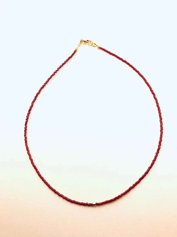 Necklaces and pendants with love knot designs for a romantic, meaningful symbol-Miyuki Beads Necklace, Red