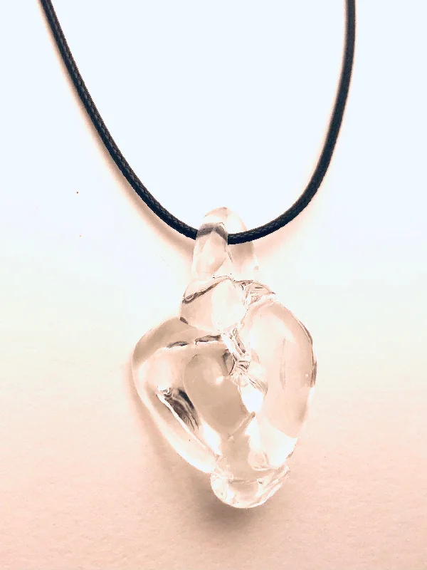 Best necklaces and pendants with rose gold for a warm and romantic appeal-Necklace with fused Glass Pendant, small Pendant, clear glass, heart shaped