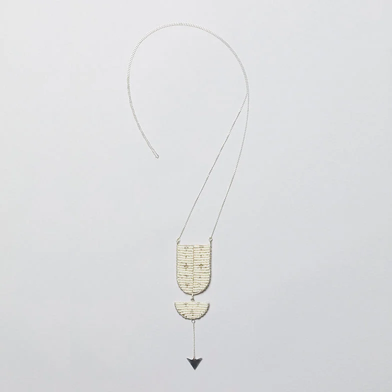 Best necklaces and pendants with vintage lockets for a nostalgic, sentimental look-Neema Necklace - OFF WHITE/SILVER