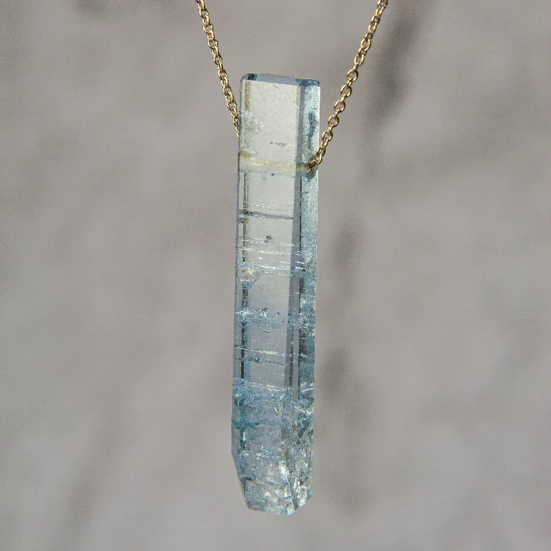 Beautiful necklaces and pendants with geometric shapes for a modern, artistic design-SALE! Aquamarine Crystal on 14k Gold Necklace by Margaret Solow