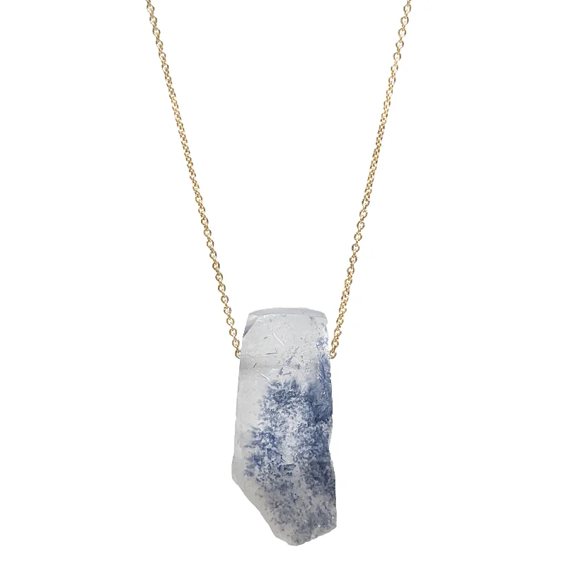 Necklaces and pendants with leaf-shaped designs for an earthy, organic feel-SALE! Raw Blue Dumortierite on a 14kt Gold Necklace by Margaret Solow