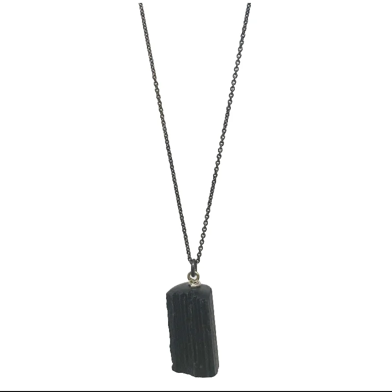 Best necklaces and pendants with heart-shaped lockets for a sentimental keepsake-Rough Black Tourmaline Pendant by Rina Young