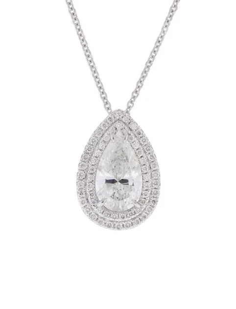 Necklaces and pendants with abstract shapes for a modern, creative appearance-Oval Diamond Double Halo pendant