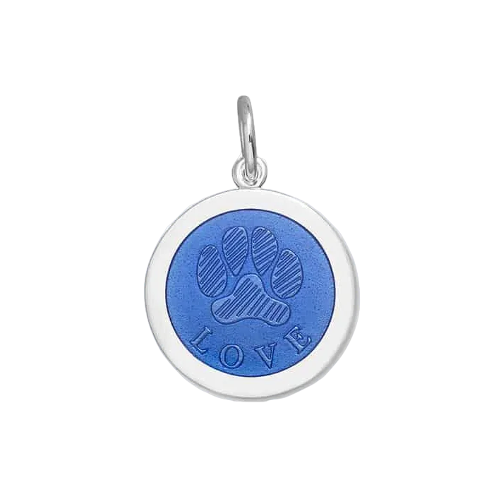 Personalized necklaces and pendants with coordinates for a meaningful location-based gift-Paw Print Periwinkle