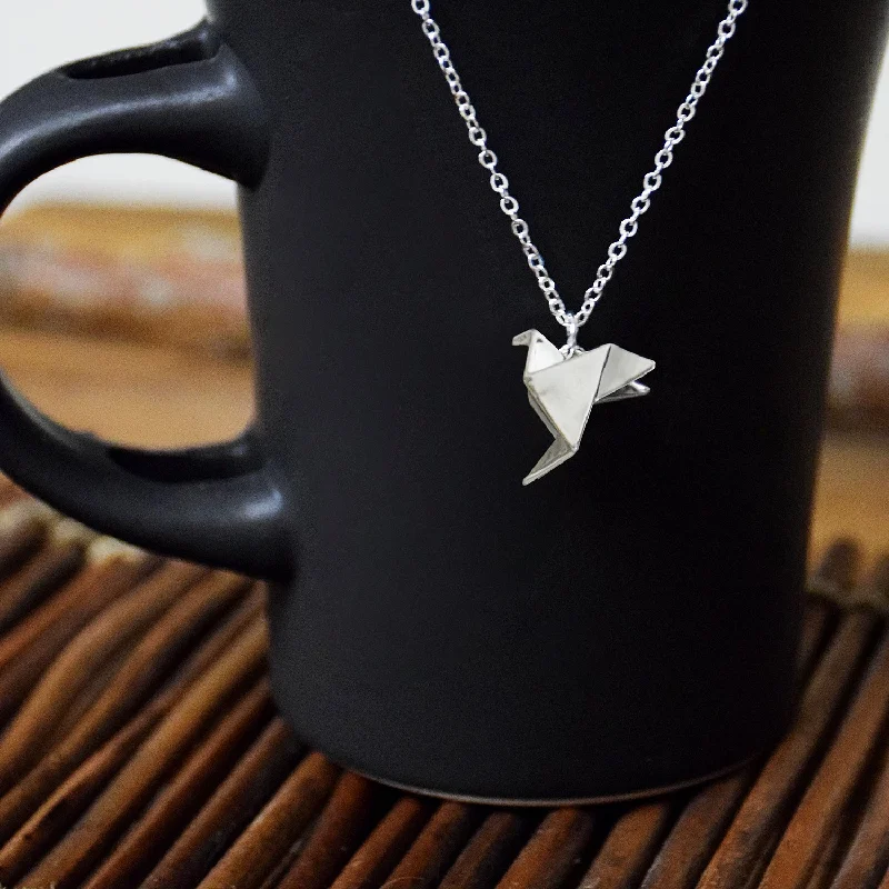 Best necklaces and pendants for everyday wear with minimalist designs-Peace Dove Origami Necklace - Silver Finish