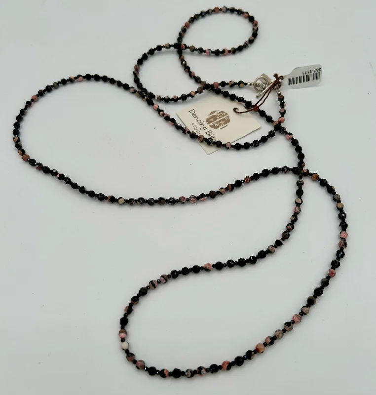 Necklaces and pendants with geometric pendants for a clean, contemporary design-Pink Fire Agate, Black Spinel & Necklaces