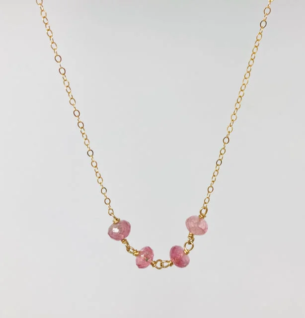 Necklaces and pendants with engraved messages for a deeply personal, sentimental gift-Pink Tourmaline and Gold Filled Necklace