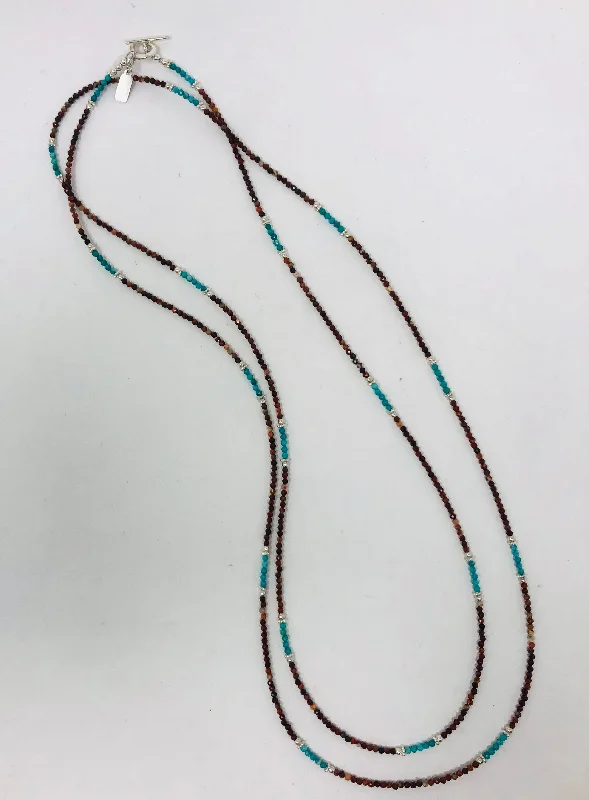 Elegant necklaces and pendants with infinity symbols for timeless designs-Red Jasper, Turquoise and Bali and Hill Tribe Silver Necklace