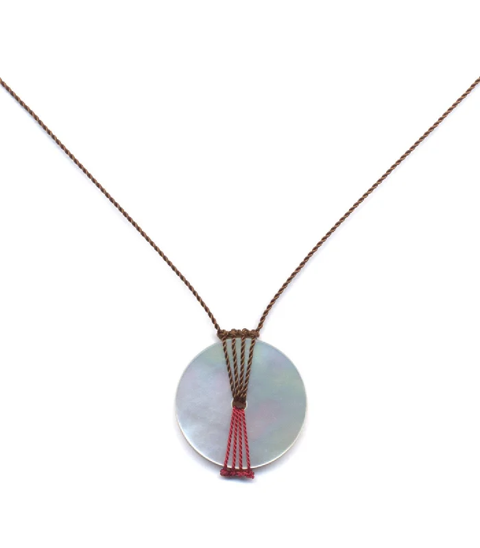 Necklaces and pendants with leaf-shaped designs for an earthy, organic feel-Roped Mother of Pearl Wheel Necklace