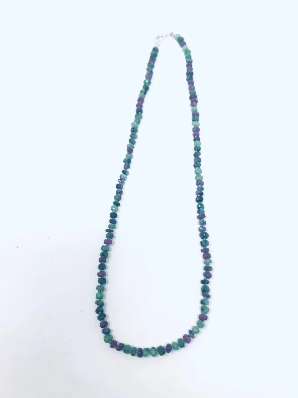 Beautiful necklaces and pendants with diamond halo settings for extra brilliance-Ruby Zoisite Knotted Necklace