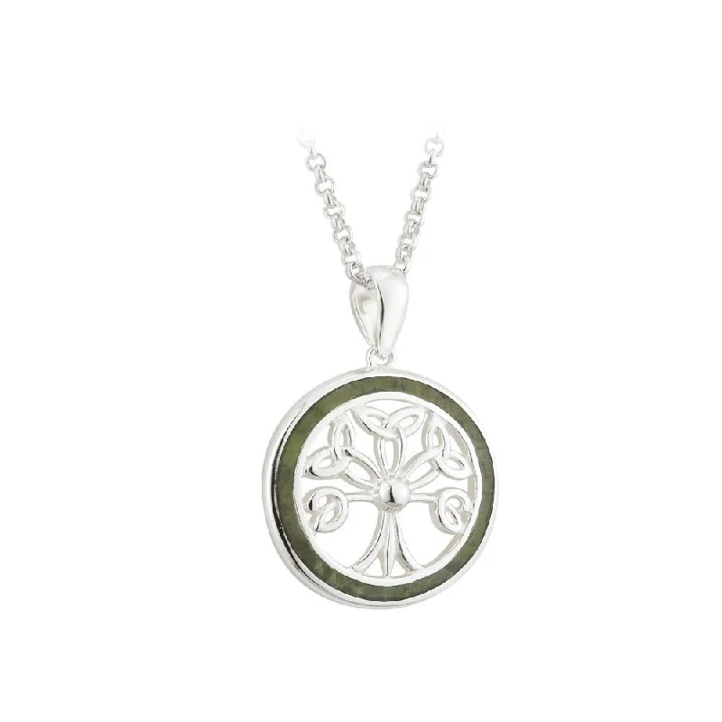 Best necklaces and pendants for everyday wear with minimalist designs-Connemara Marble & Silver Celtic Tree of Life Necklace